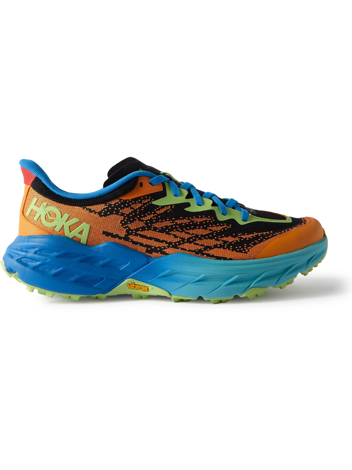 Hoka One One Speedgoat 5 Rubber-trimmed Mesh Trainers In Orange