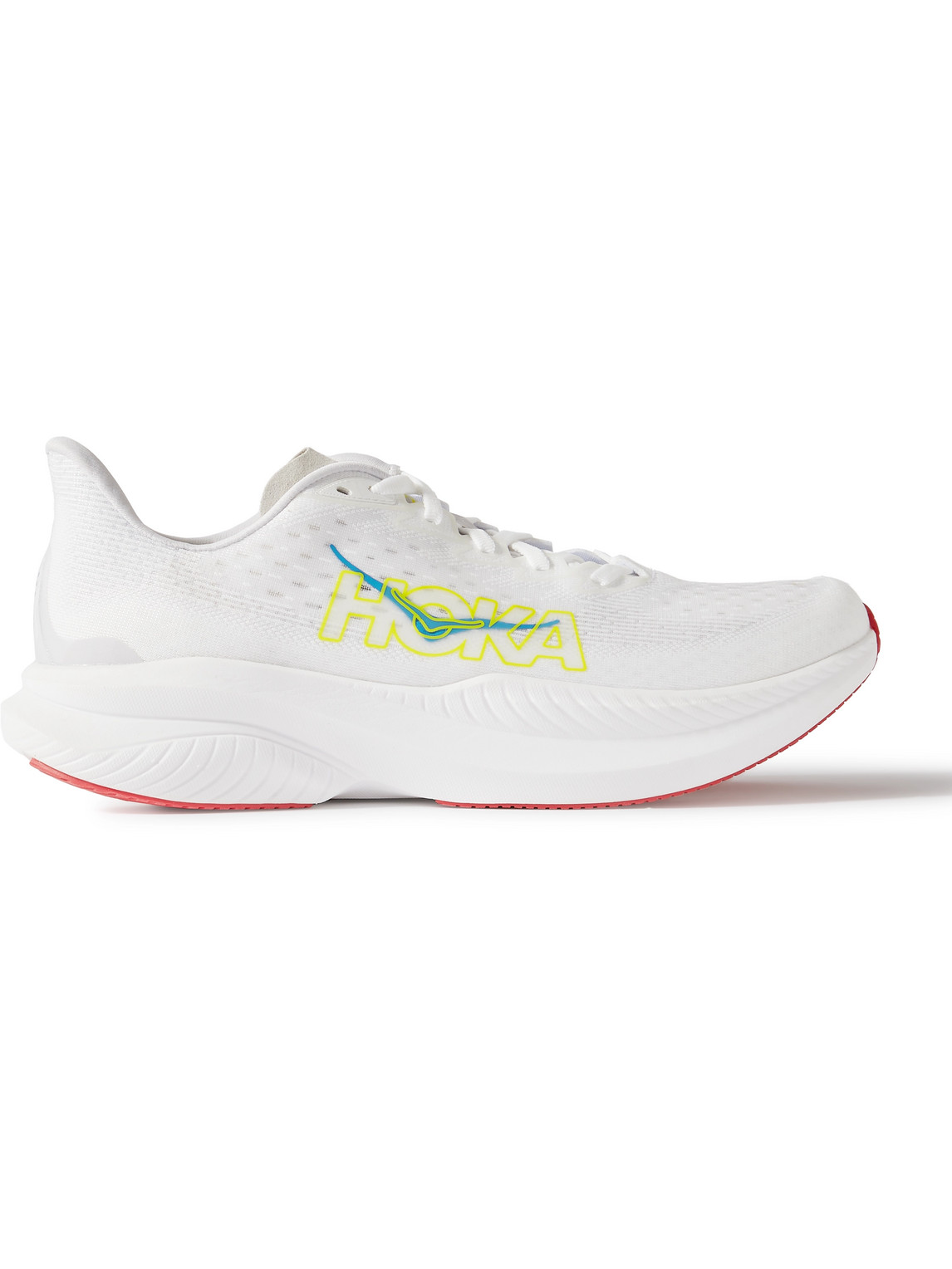 Hoka One One Performance Mach 6 Rubber-trimmed Mesh Running Trainers In White