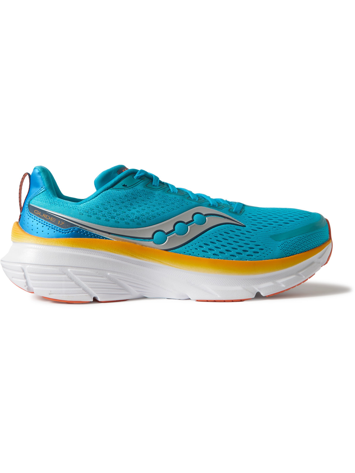 Saucony Guide 17 Metallic Rubber-trimmed Mesh Running Trainers In Blue