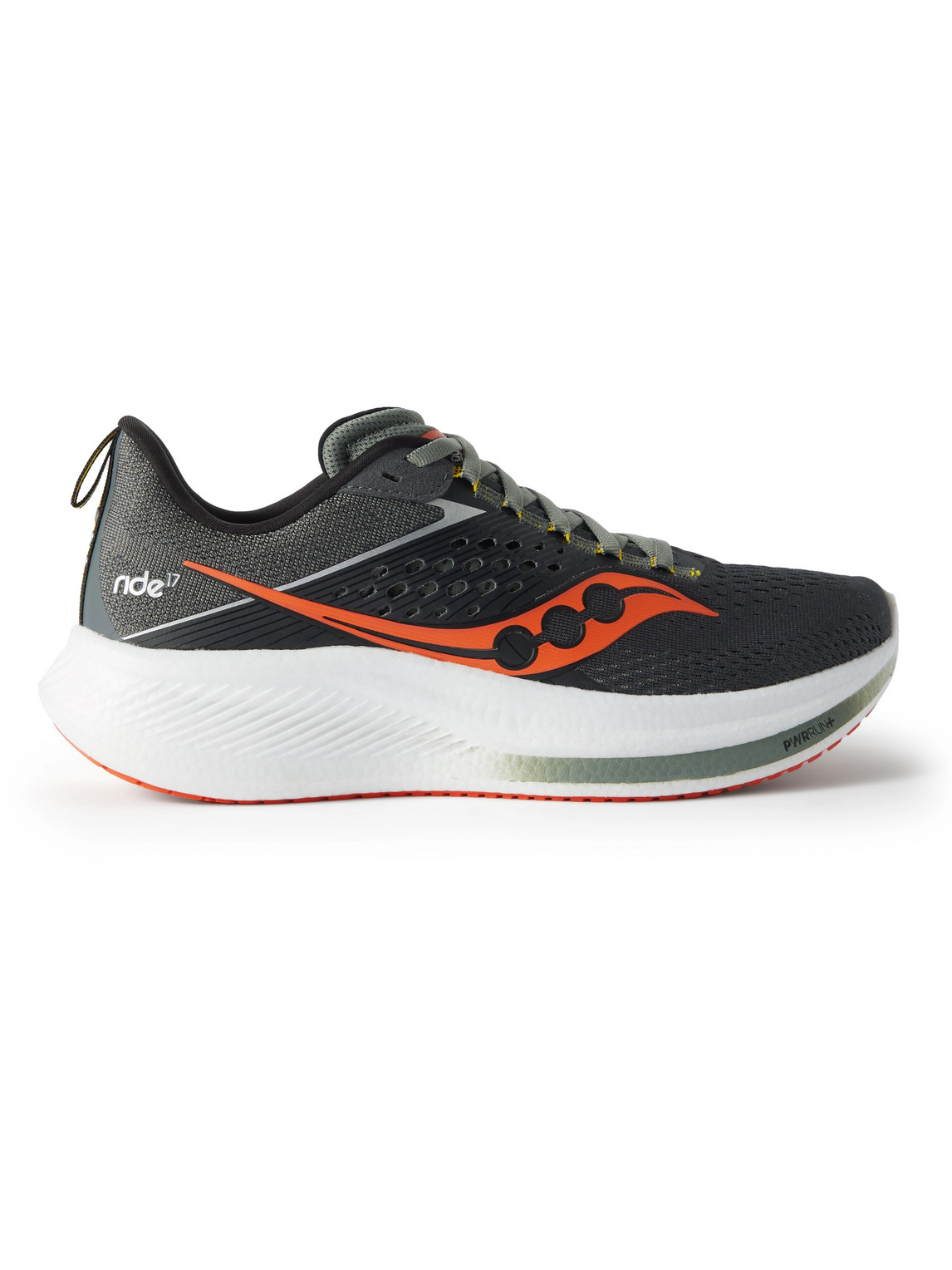 Saucony Ride 17 Rubber-trimmed Mesh Running Trainers In Black