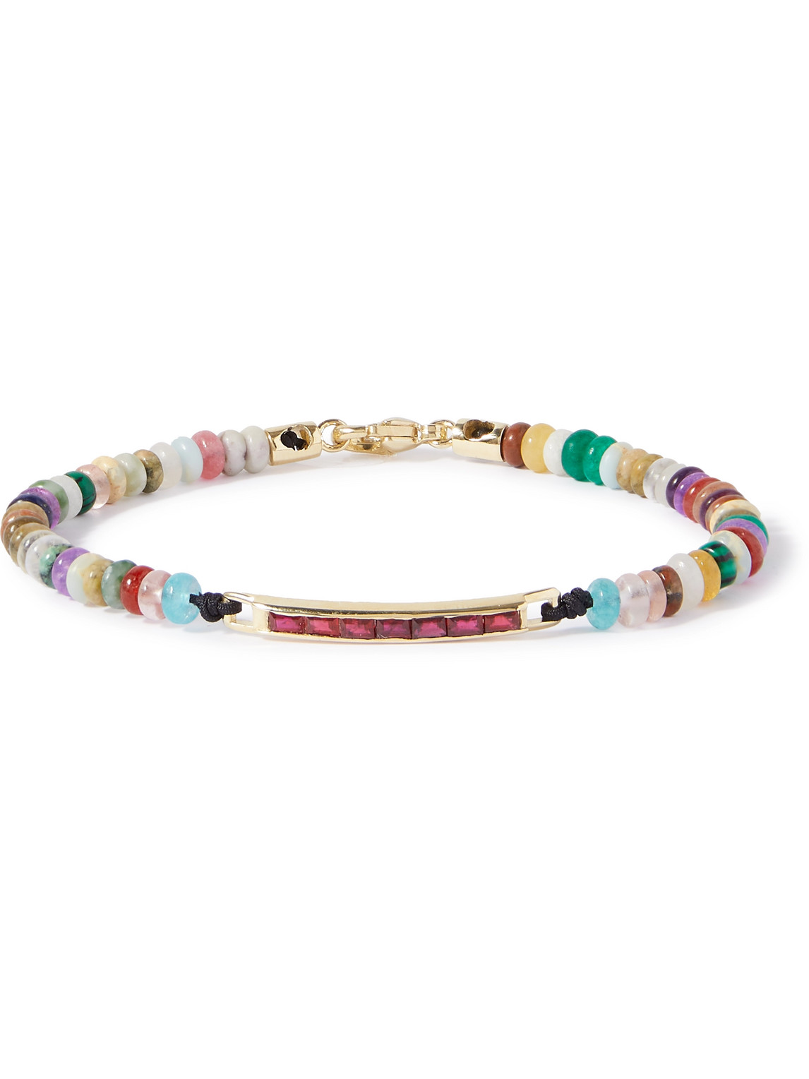 Luis Morais Gold, Ruby And Agate Beaded Bracelet In Multi