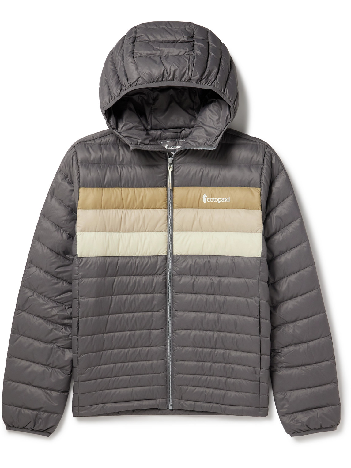 Cotopaxi Fuego Quilted Ripstop Hooded Down Jacket In Gray