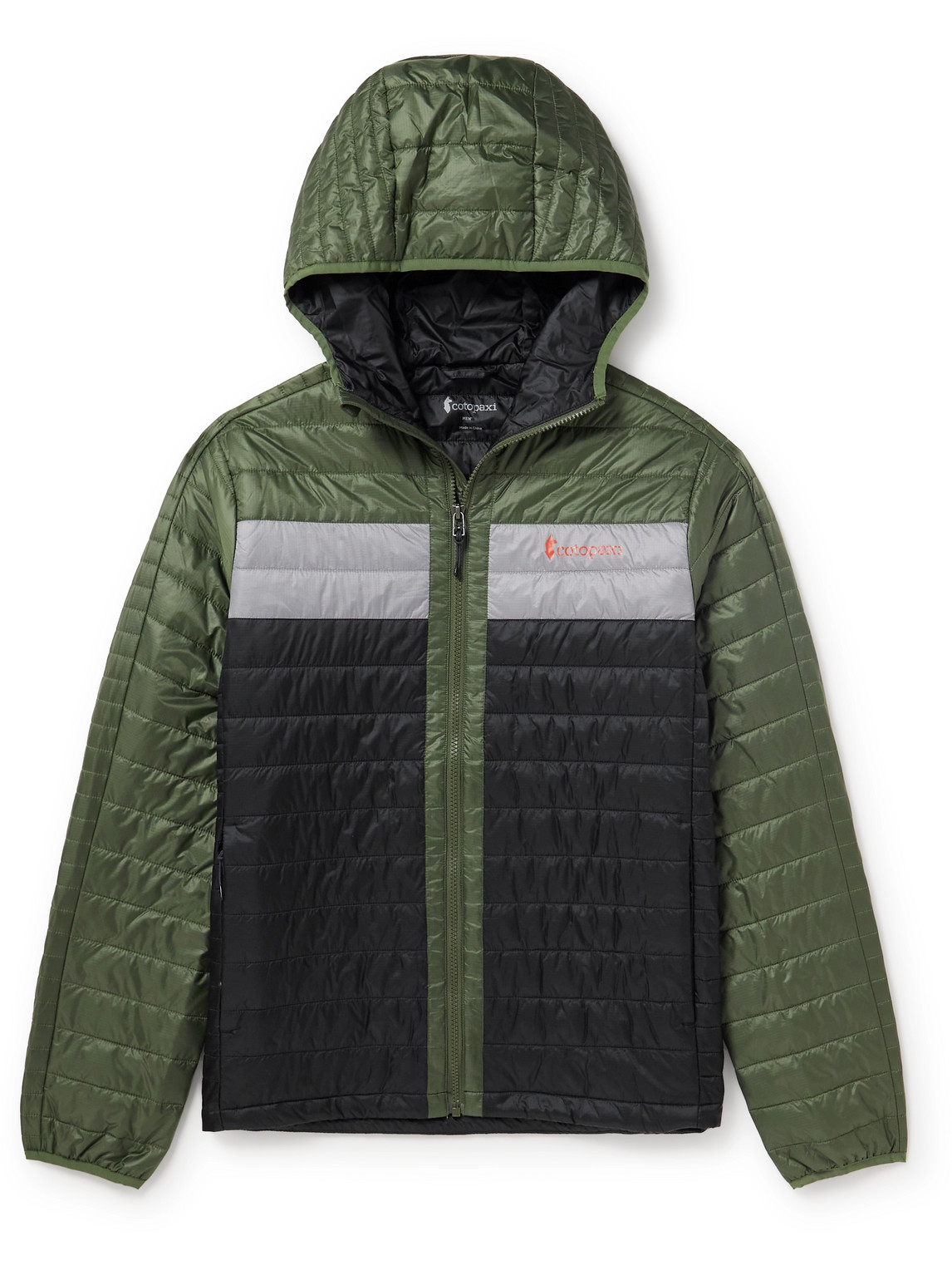 Cotopaxi Capa Logo-print Quilted Recycled-nylon Ripstop Hooded Jacket In Green