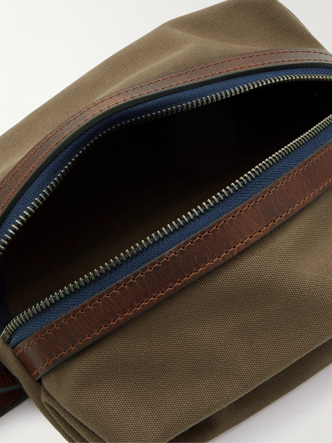 Shop Bleu De Chauffe Zazou Leather-trimmed Coated-canvas Wash Bag In Brown