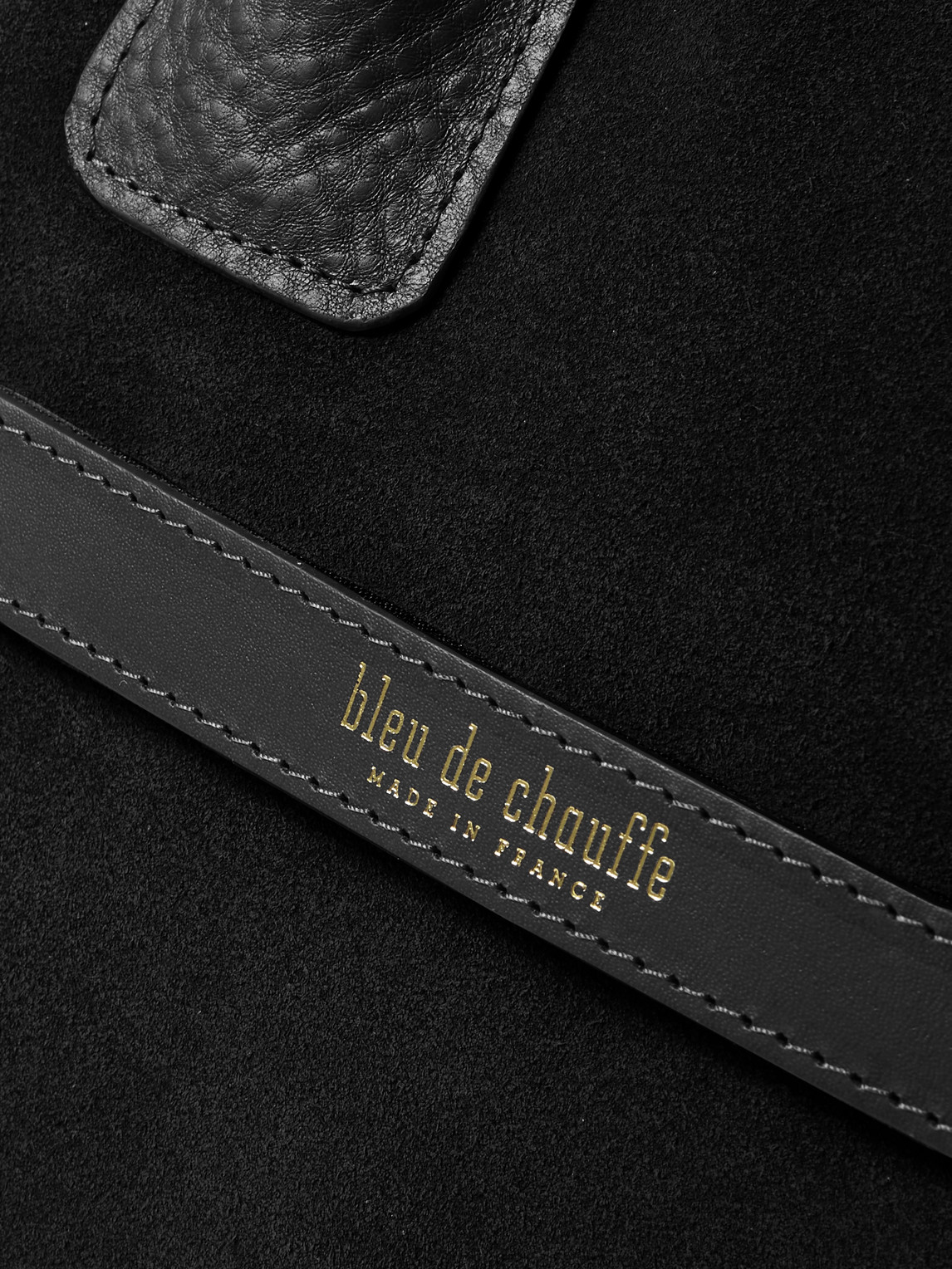 Shop Bleu De Chauffe Report Leather-trimmed Suede Briefcase In Black