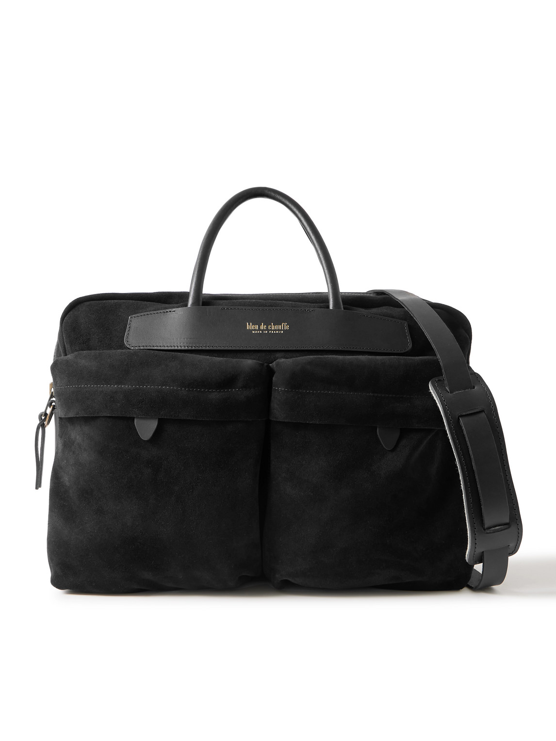 Helios Leather-Trimmed Suede Briefcase