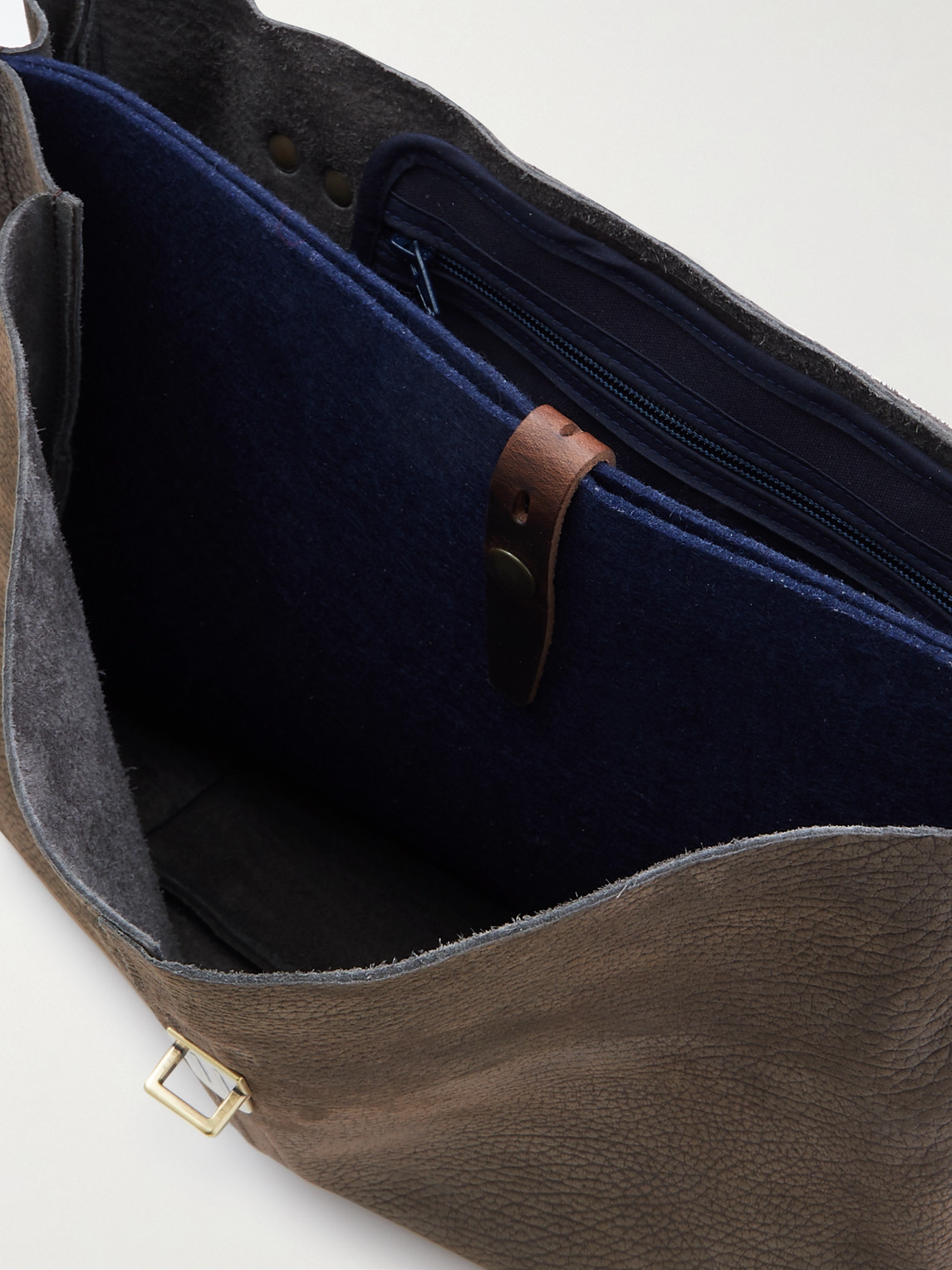 Shop Bleu De Chauffe Charles Full-grain Nubuck Messenger Bag In Brown