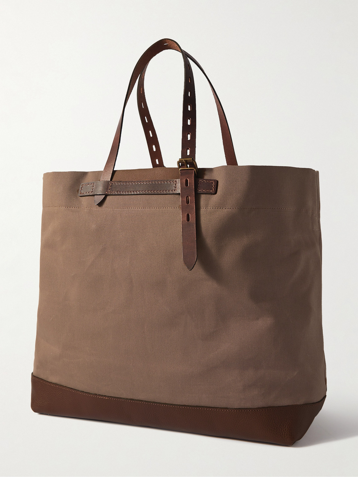 Shop Bleu De Chauffe Zinnia Large Leather-trimmed Canvas Tote Bag In Brown