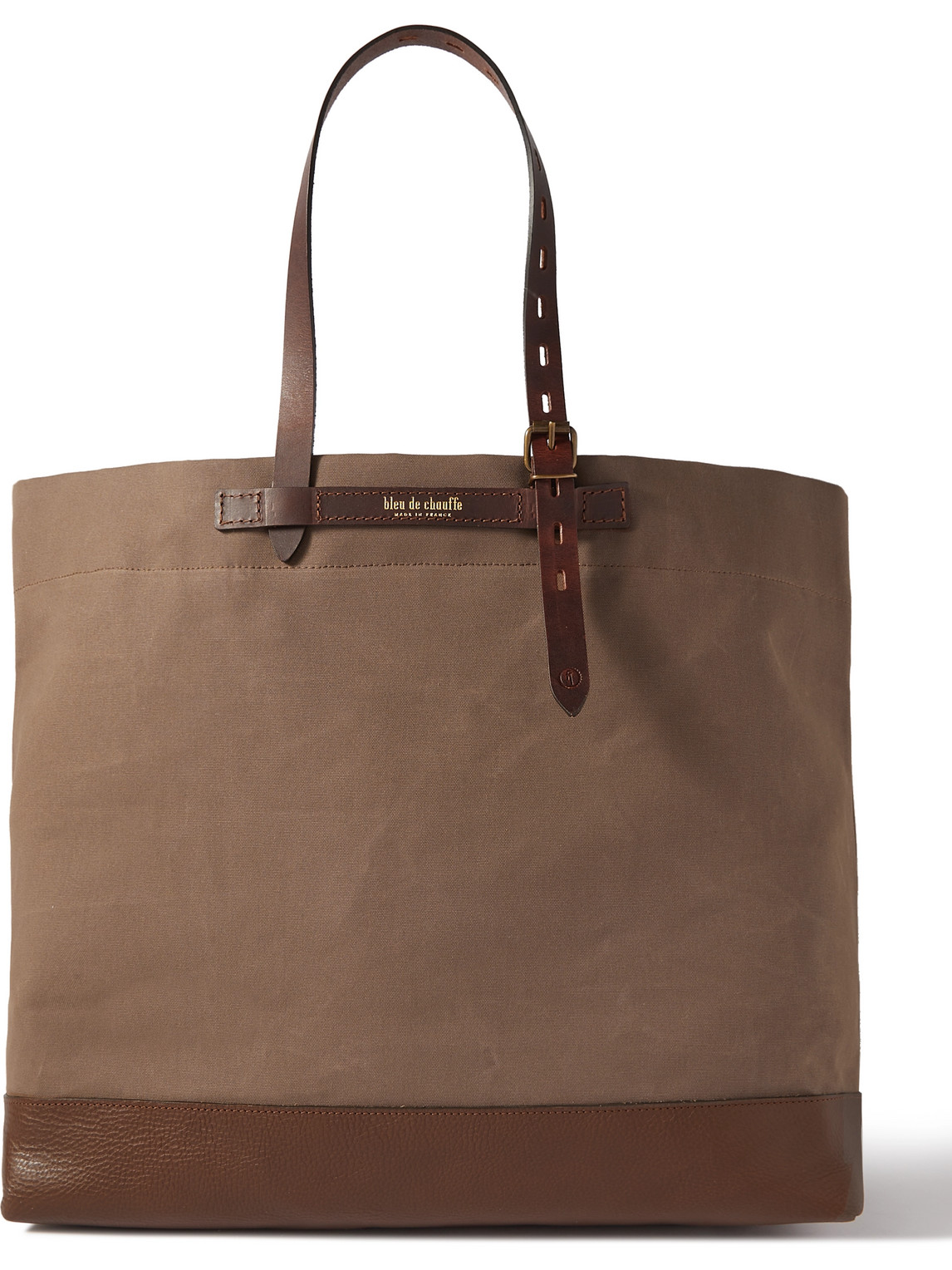 Bleu De Chauffe Zinnia Large Leather-trimmed Canvas Tote Bag In Brown