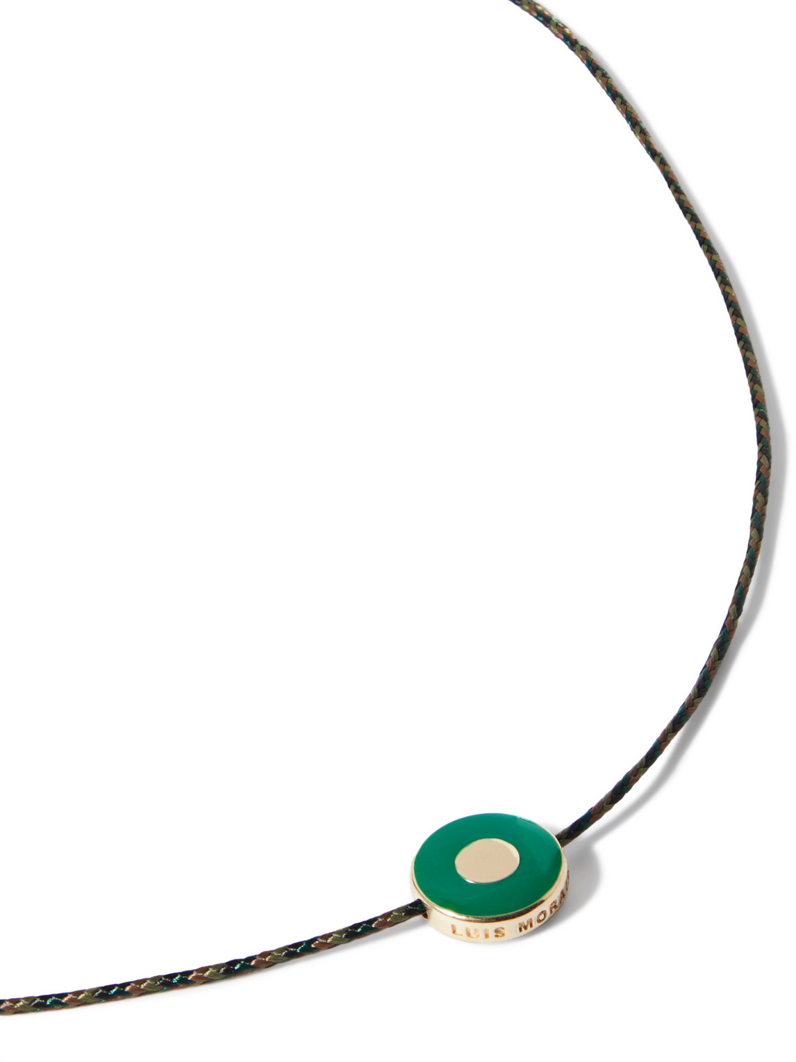 Luis Morais Gold, Enamel And Cord Bracelet In Green