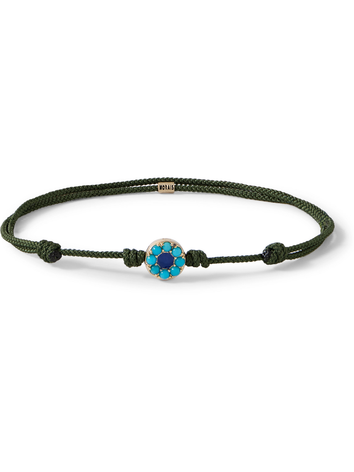 Luis Morais Gold, Turquoise, Enamel And Cord Bracelet In Green