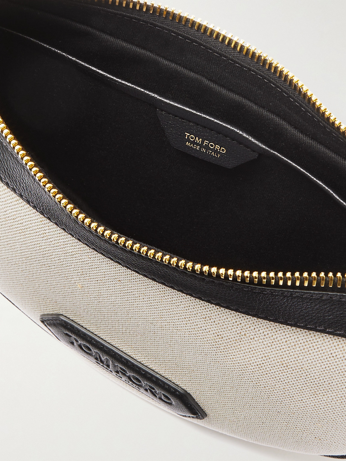 Shop Tom Ford Leather-trimmed Canvas Messenger Bag In Neutrals