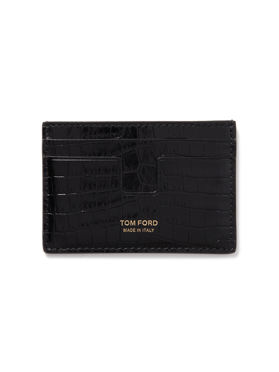 Tom Ford Croc-effect Leather Cardholder In Black