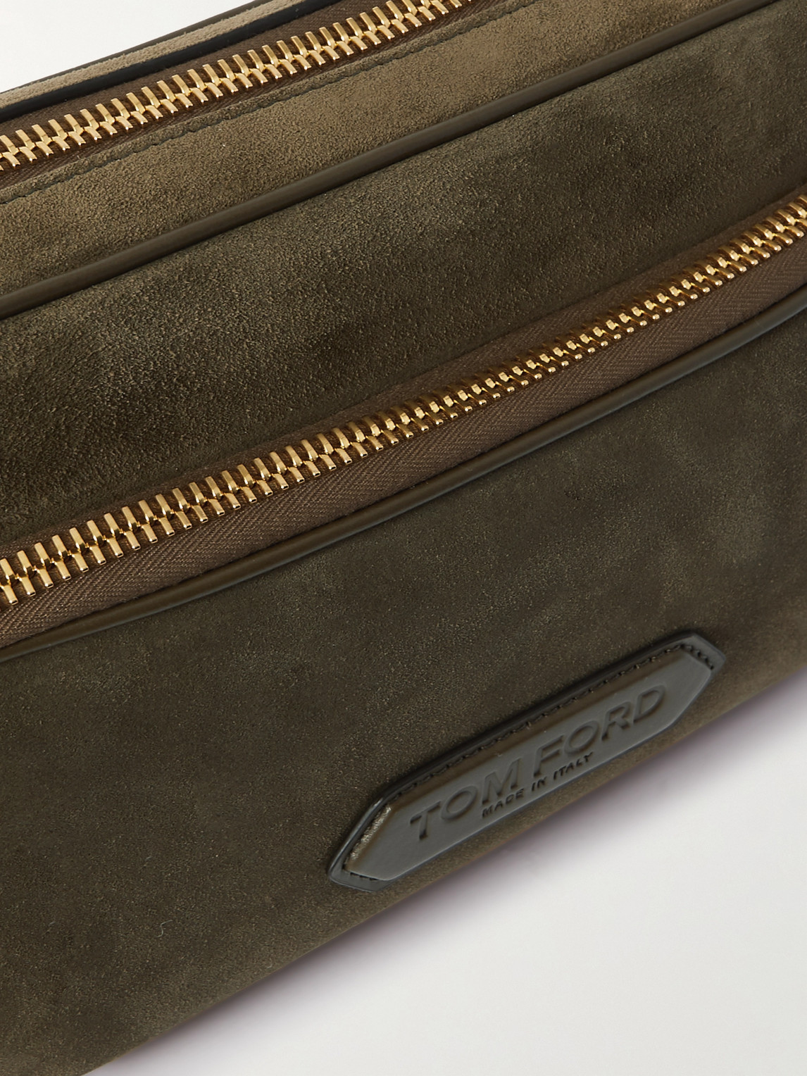 Shop Tom Ford Leather-trimmed Suede Messenger Bag In Green