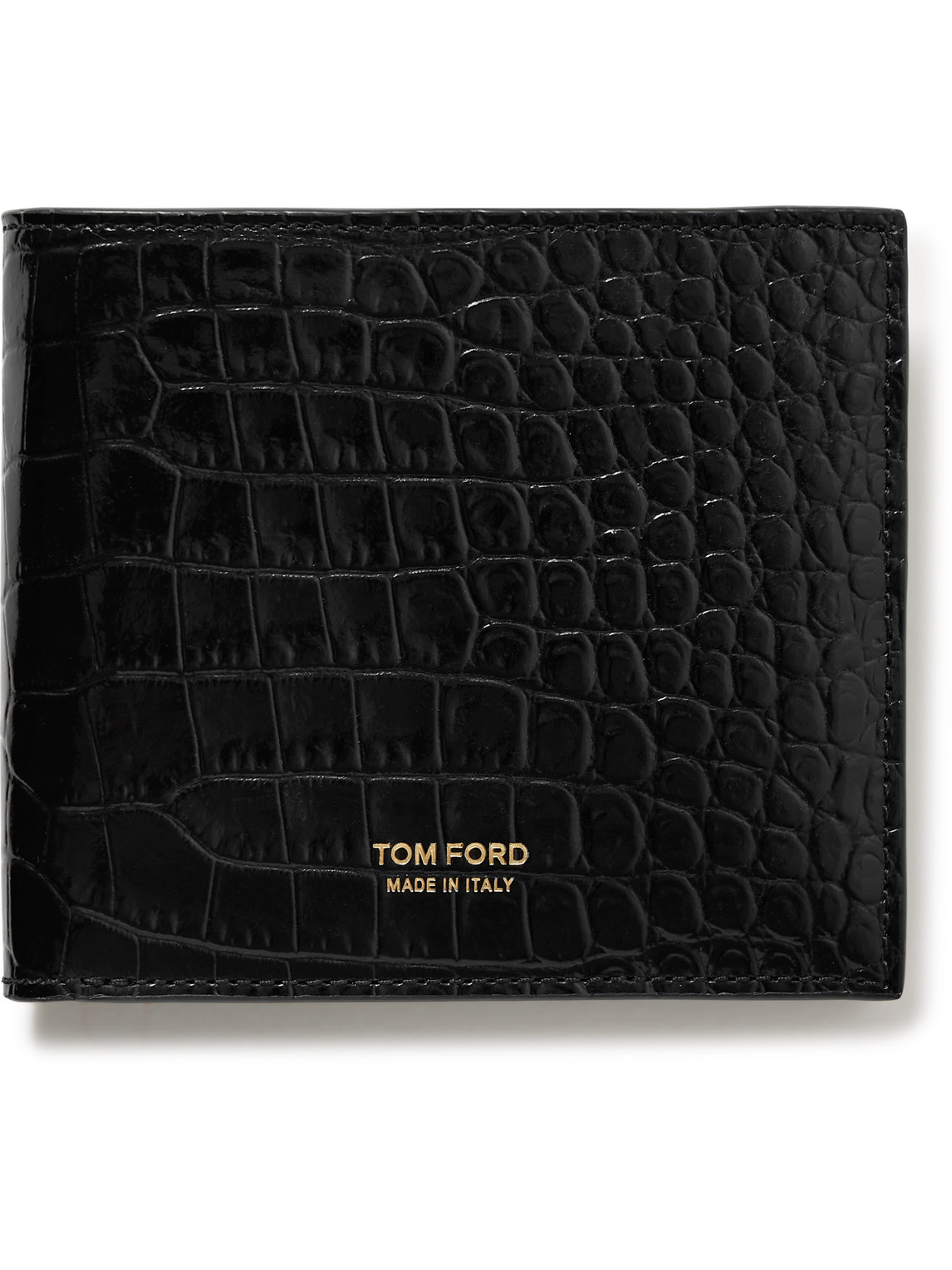 Tom Ford Croc-effect Leather Billfold Wallet In Black