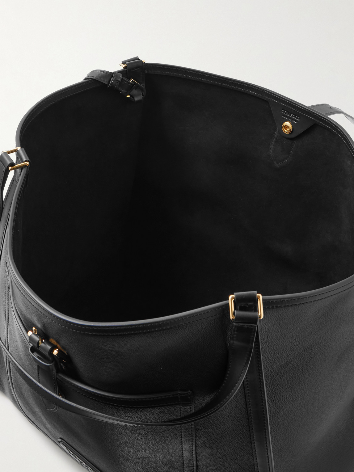 Shop Tom Ford Full-grain Leather Tote Bag In Black