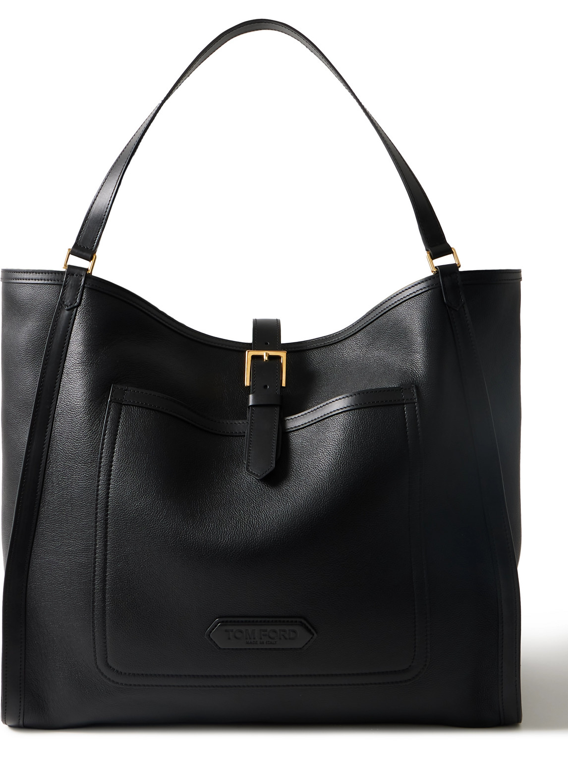Tom Ford Full-grain Leather Tote Bag In Black