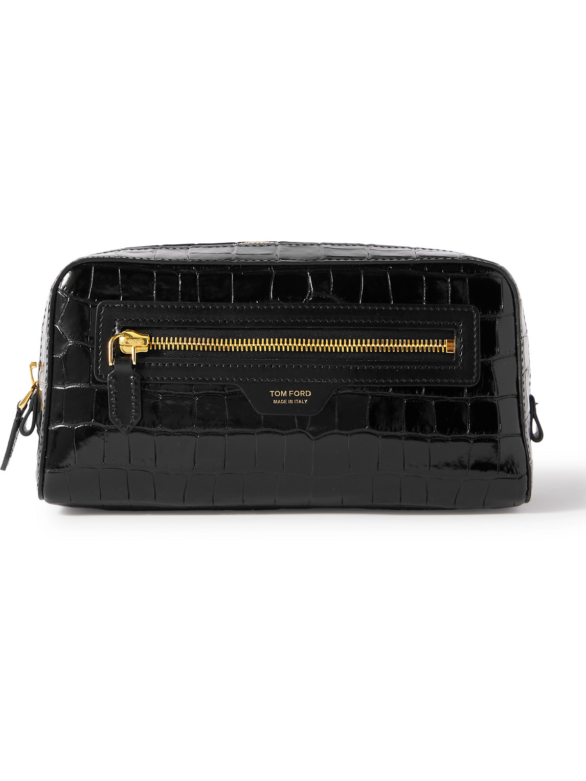 Shop Tom Ford Croc-effect Leather Wash Bag In Black