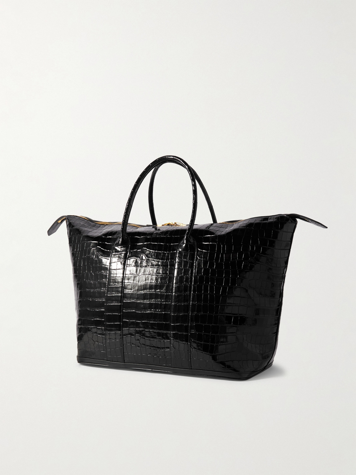 Shop Tom Ford Croc-effect Patent-leather Tote Bag In Black