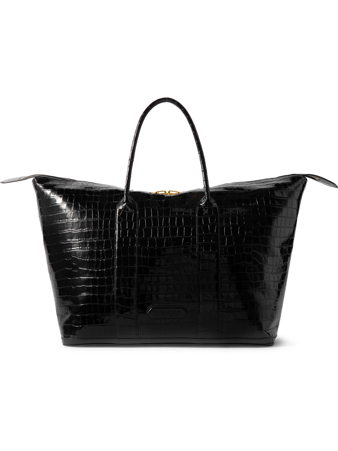 Tom Ford Croc-effect Patent-leather Tote Bag In Black