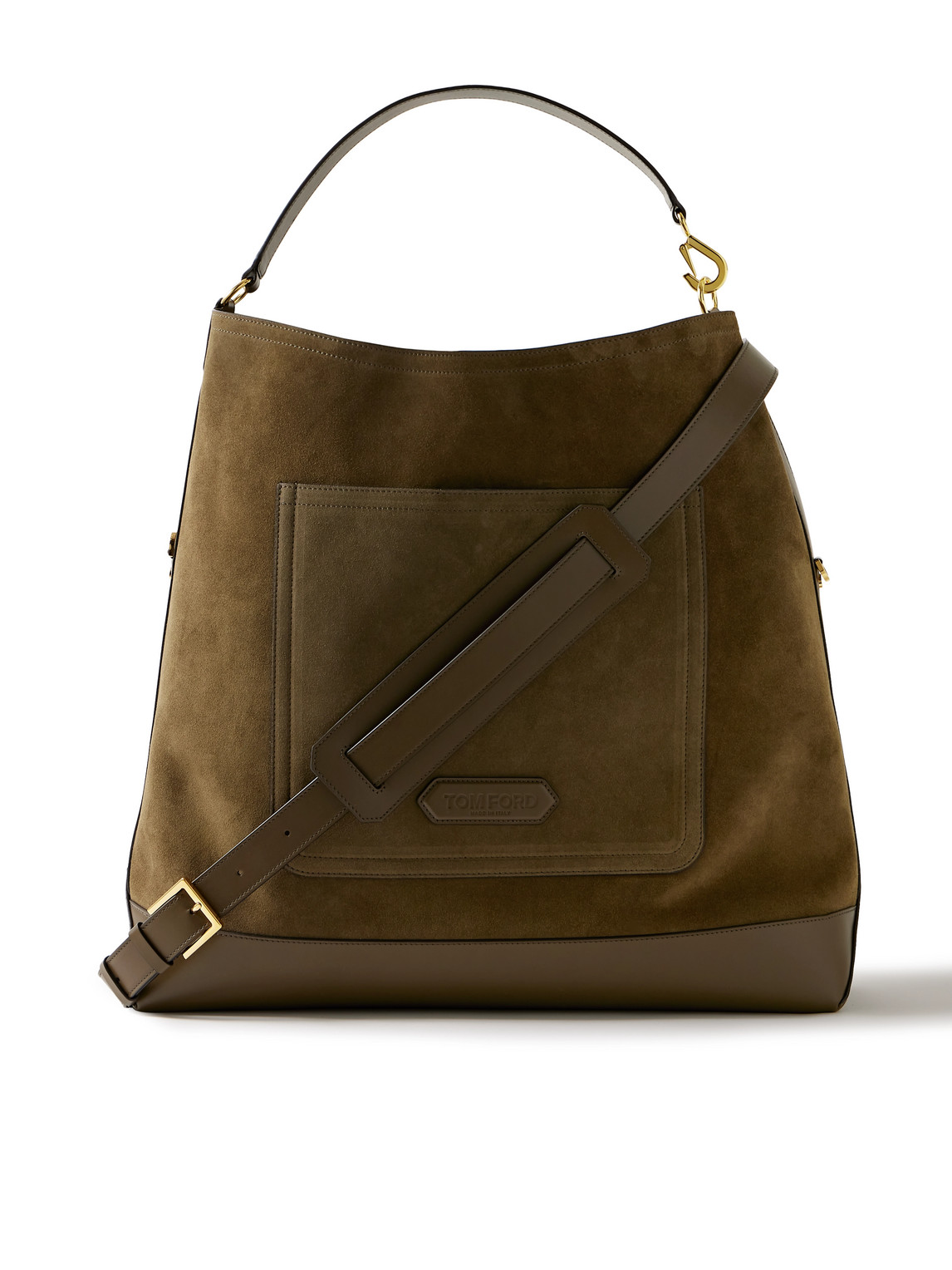 Leather-Trimmed Suede Tote Bag