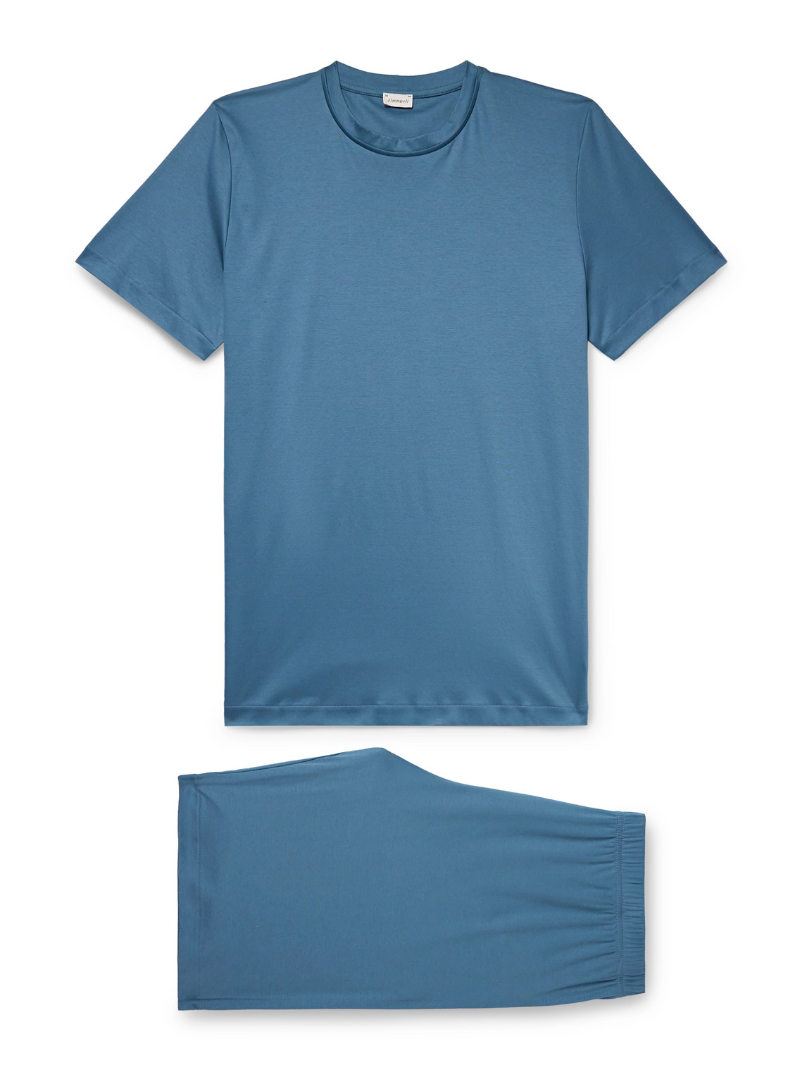 Zimmerli Sea Island Cotton-jersey Pyjama Set In Blue