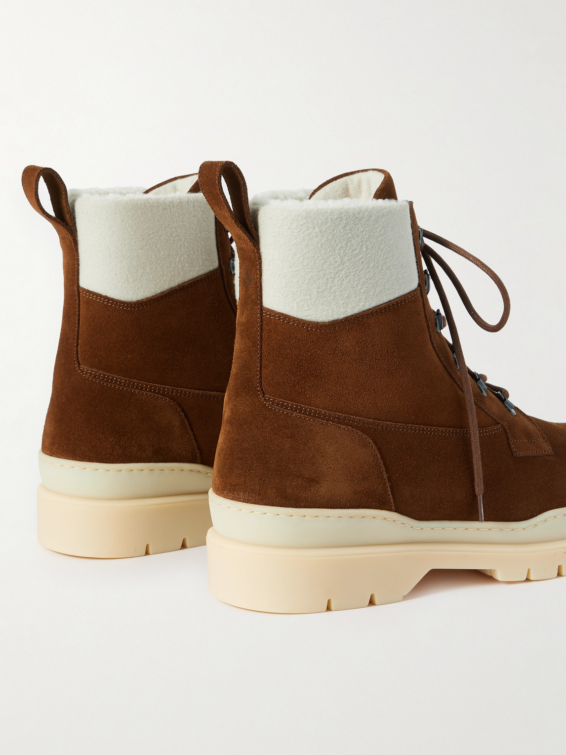 Shop Loro Piana Gravel Shearling-lined Suede Hiking Boots In Brown