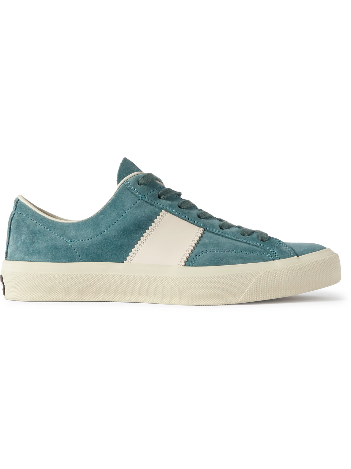 Shop Tom Ford Cambridge Leather-trimmed Suede Sneakers In Blue