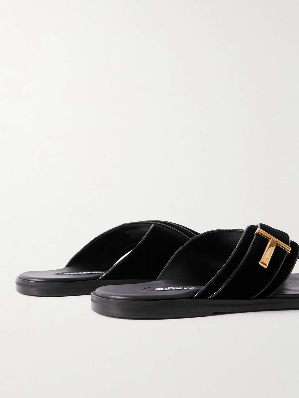 Shop Tom Ford Embellished Velvet Sandals In Black