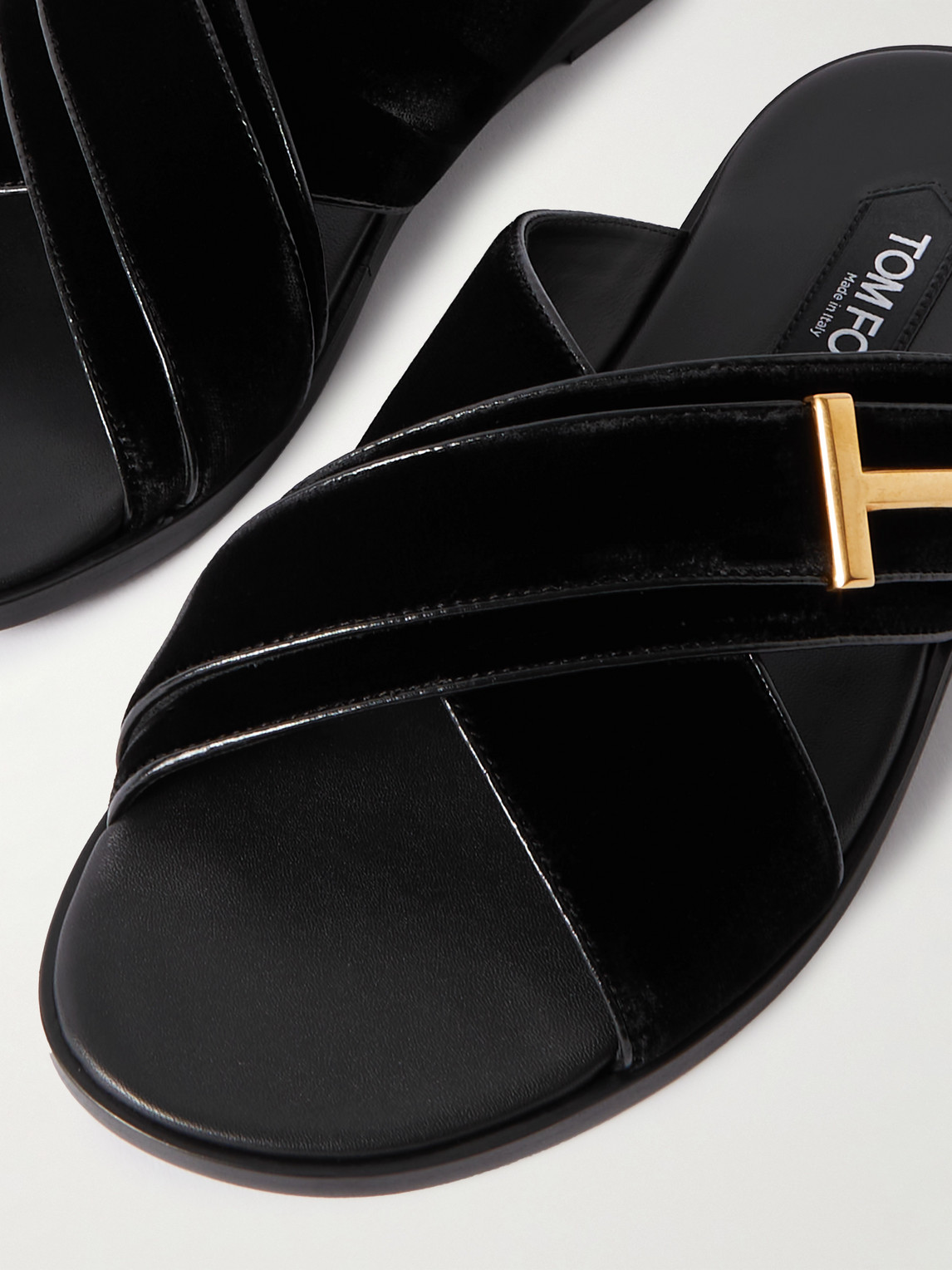 Shop Tom Ford Embellished Velvet Sandals In Black