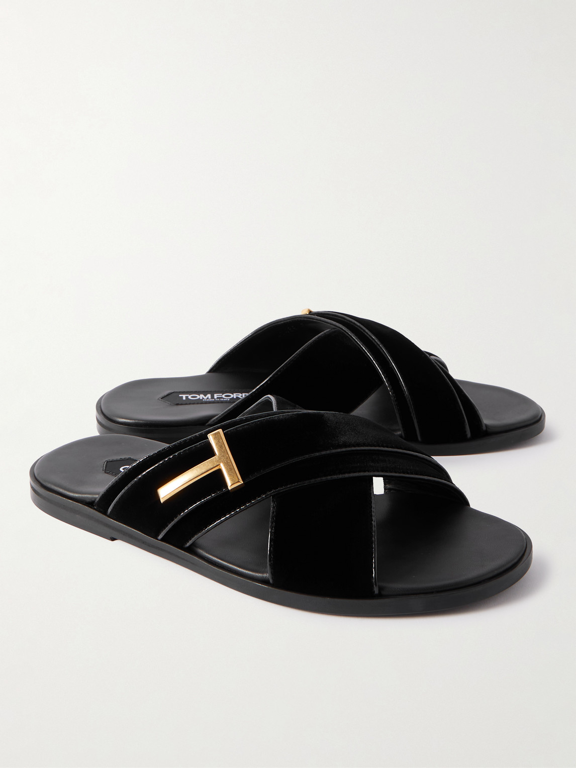 Shop Tom Ford Embellished Velvet Sandals In Black