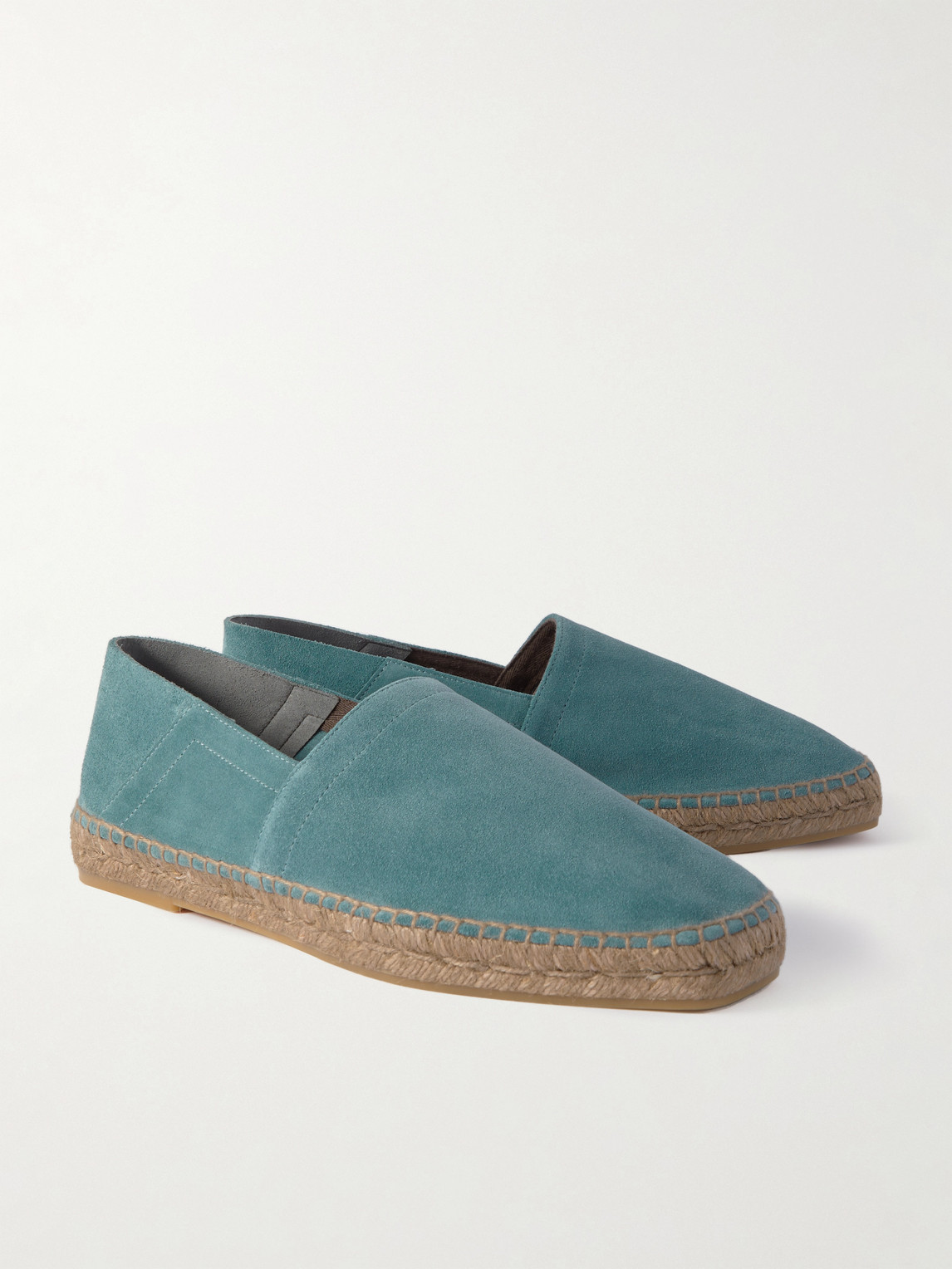 Shop Tom Ford Barnes Collapsible-heel Suede Espadrilles In Blue