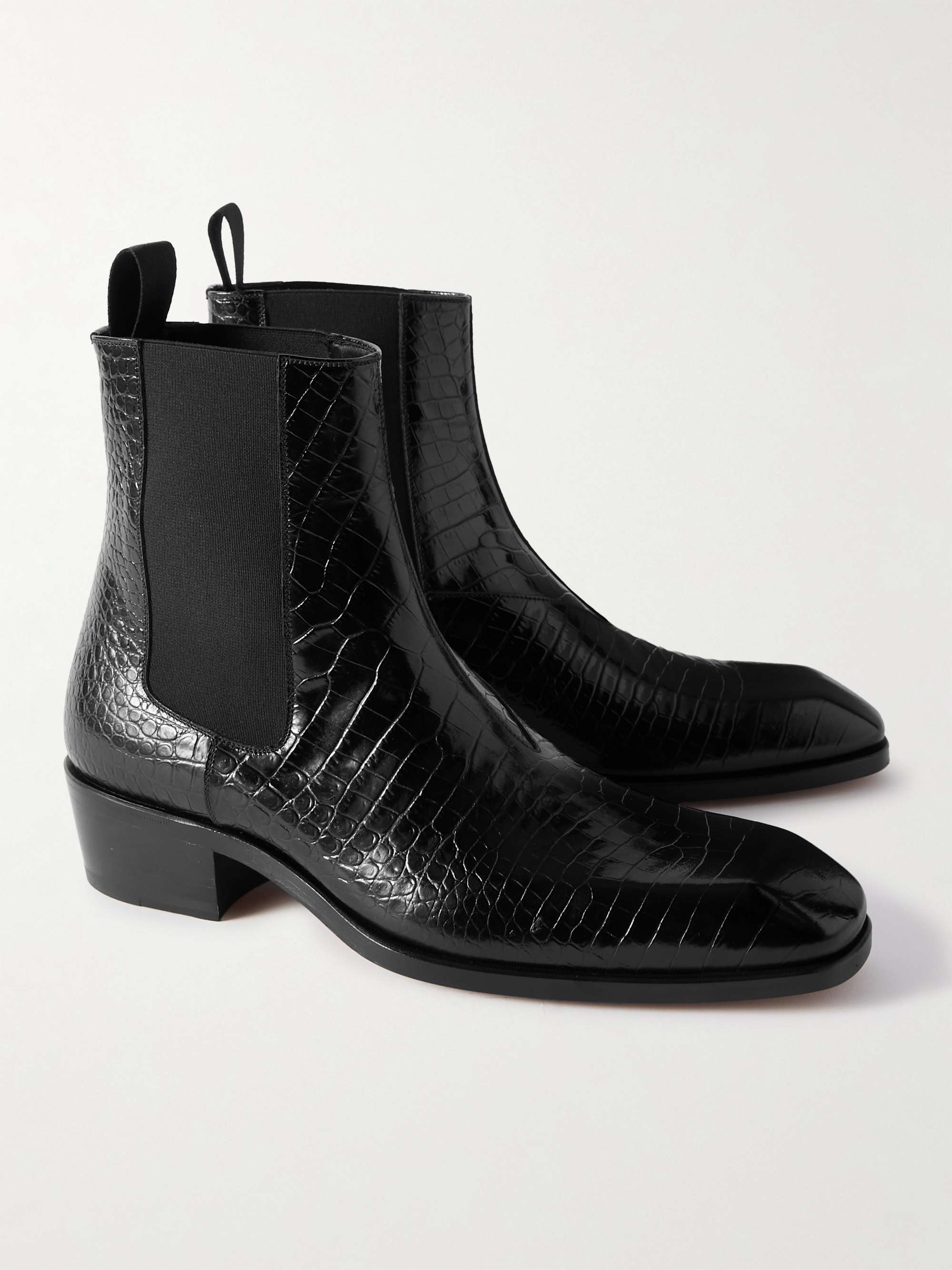 TOM FORD Bailey Croc-Effect Patent-Leather Chelsea Boots for Men | MR ...
