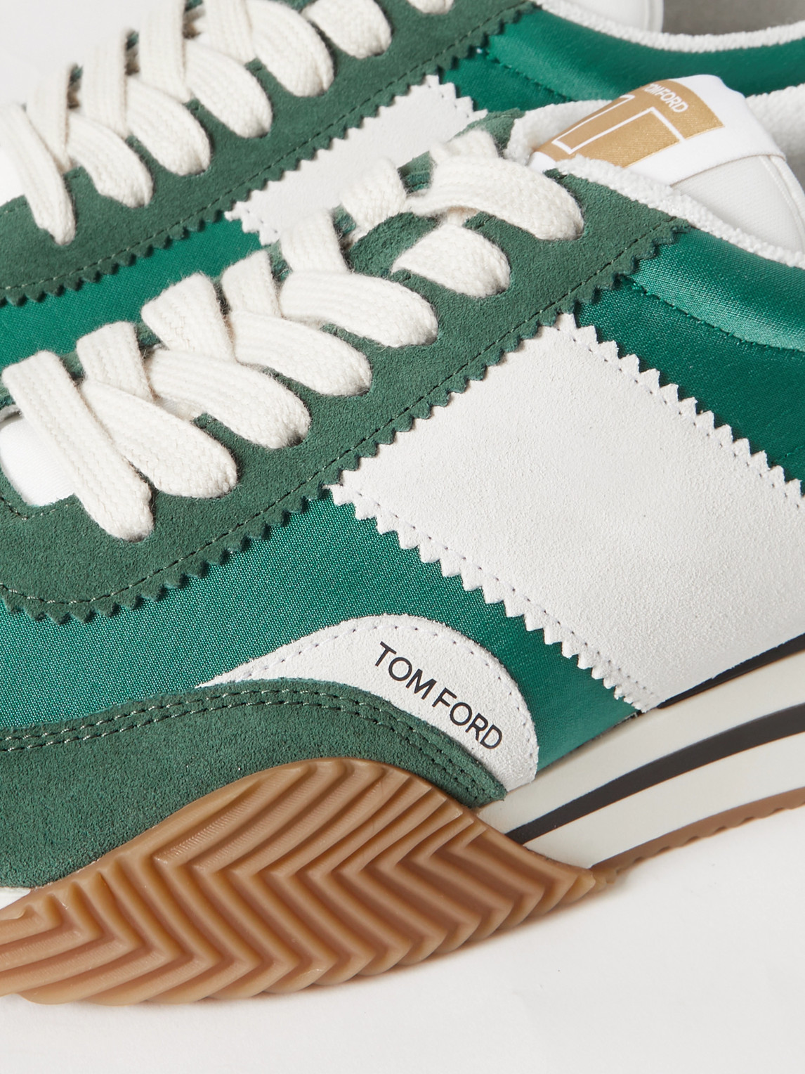 Shop Tom Ford James Rubber-trimmed Suede And Nylon Sneakers In Green