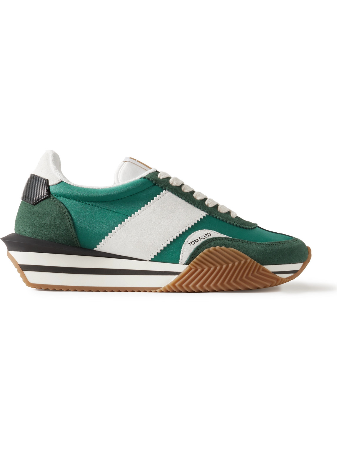 Shop Tom Ford James Rubber-trimmed Suede And Nylon Sneakers In Green