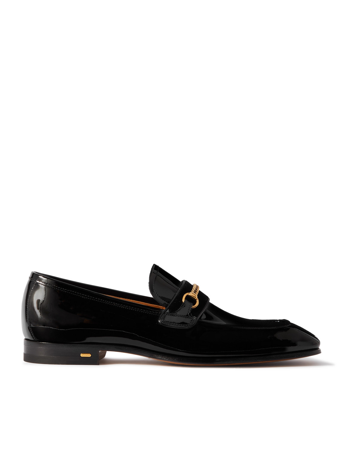 TOM FORD - Bailey Chain-Embellished Patent-Leather Penny Loafers - Men - Black - UK 7