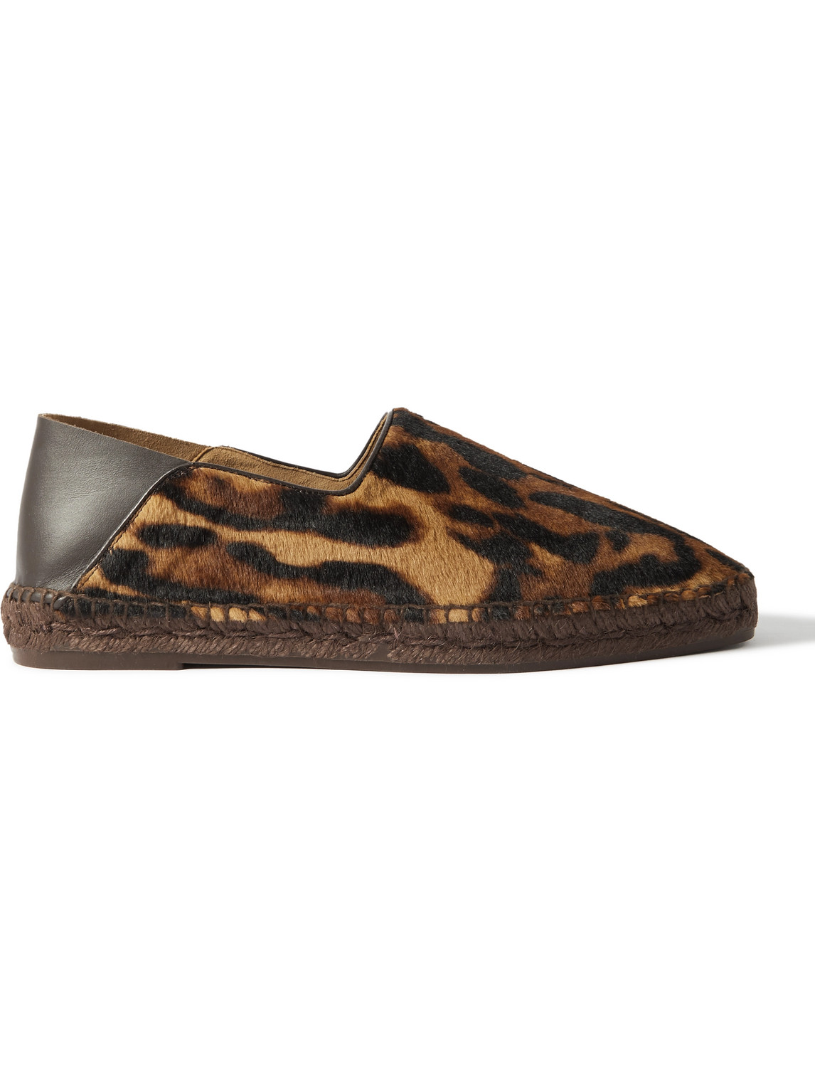 Tom Ford Barnes Collapsible-heel Leather-trimmed Ocelot-print Calf Hair Espadrilles In Brown