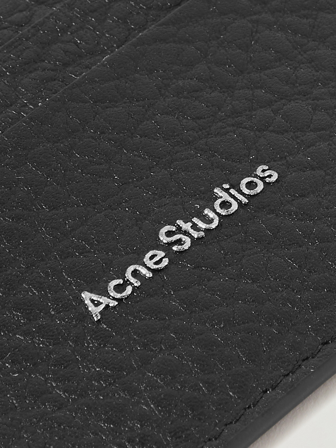 Shop Acne Studios Logo-print Full-grain Leather Cardholder In Black