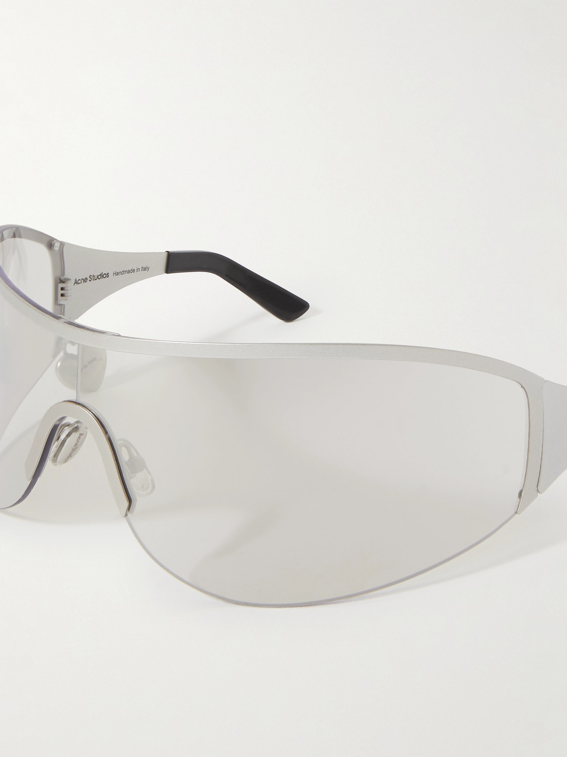 Shop Acne Studios Auggi D-frame Stainless Steel Wrap-around Sunglasses In Silver
