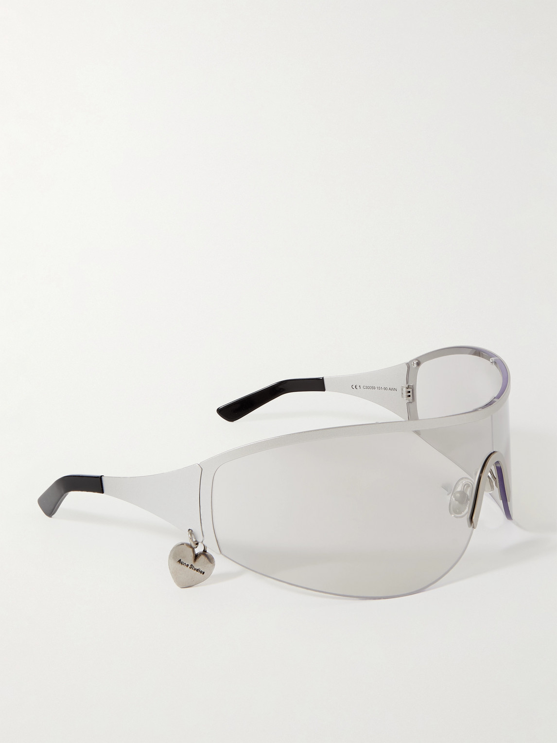 Shop Acne Studios Auggi D-frame Stainless Steel Wrap-around Sunglasses In Silver