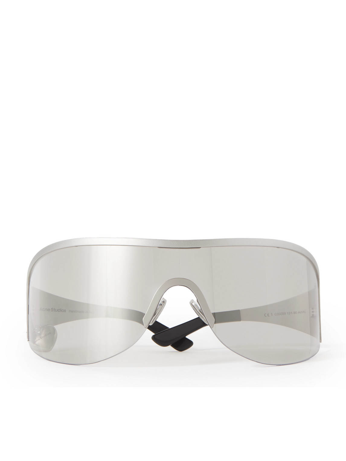 ACNE STUDIOS AUGGI D-FRAME STAINLESS STEEL WRAP-AROUND SUNGLASSES