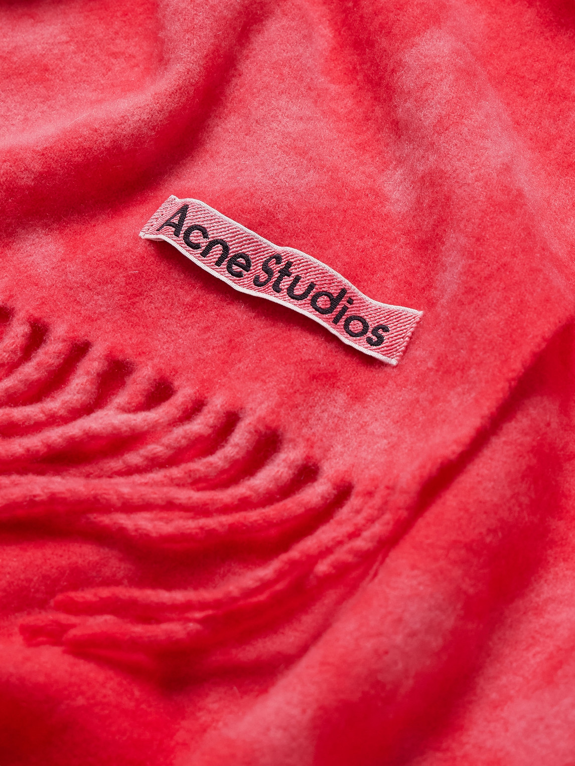 Shop Acne Studios Canada Fringed Tie-dyed Wool Scarf In Pink