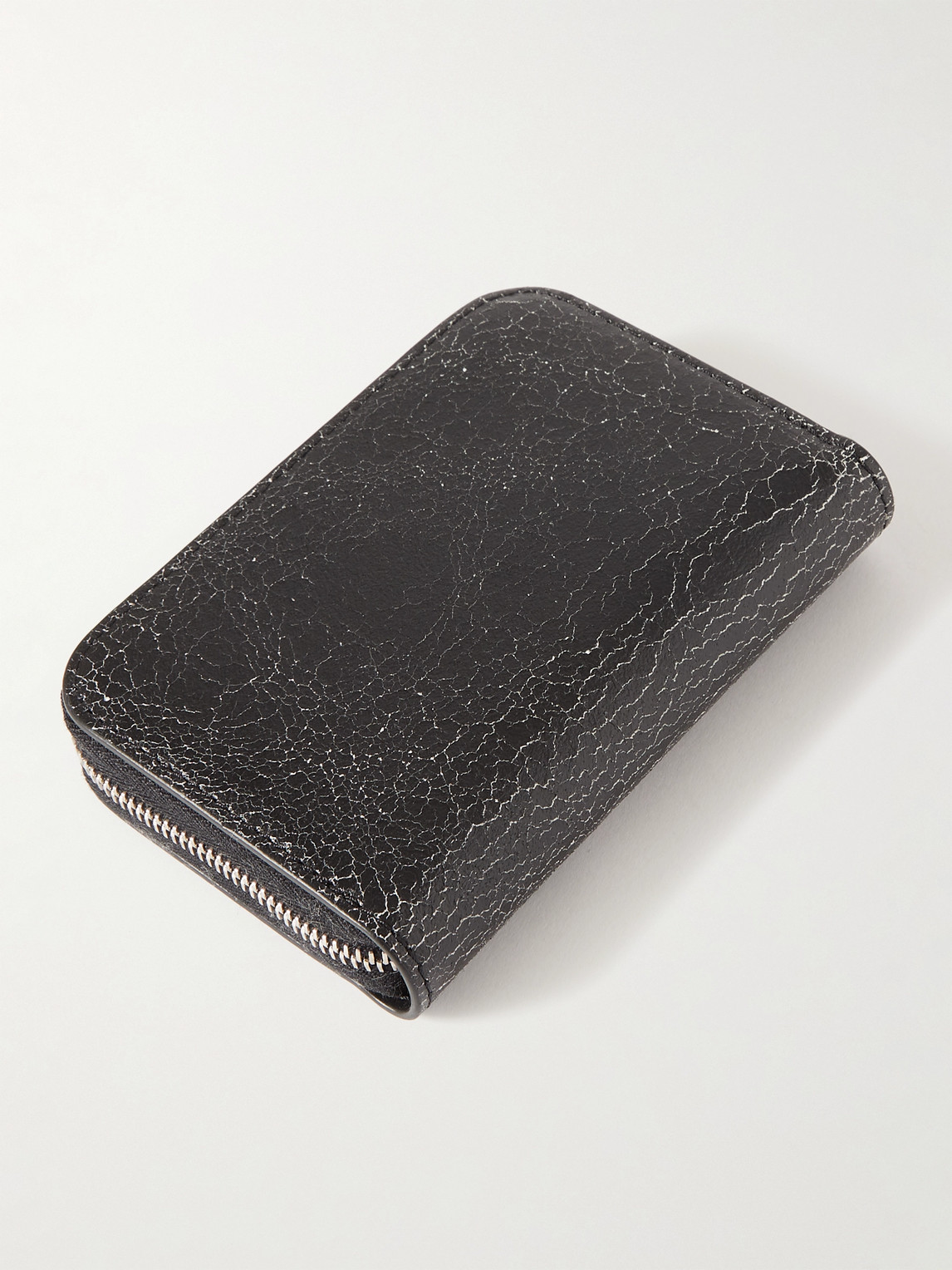 Shop Acne Studios Cracked-leather Zip-around Wallet In Black