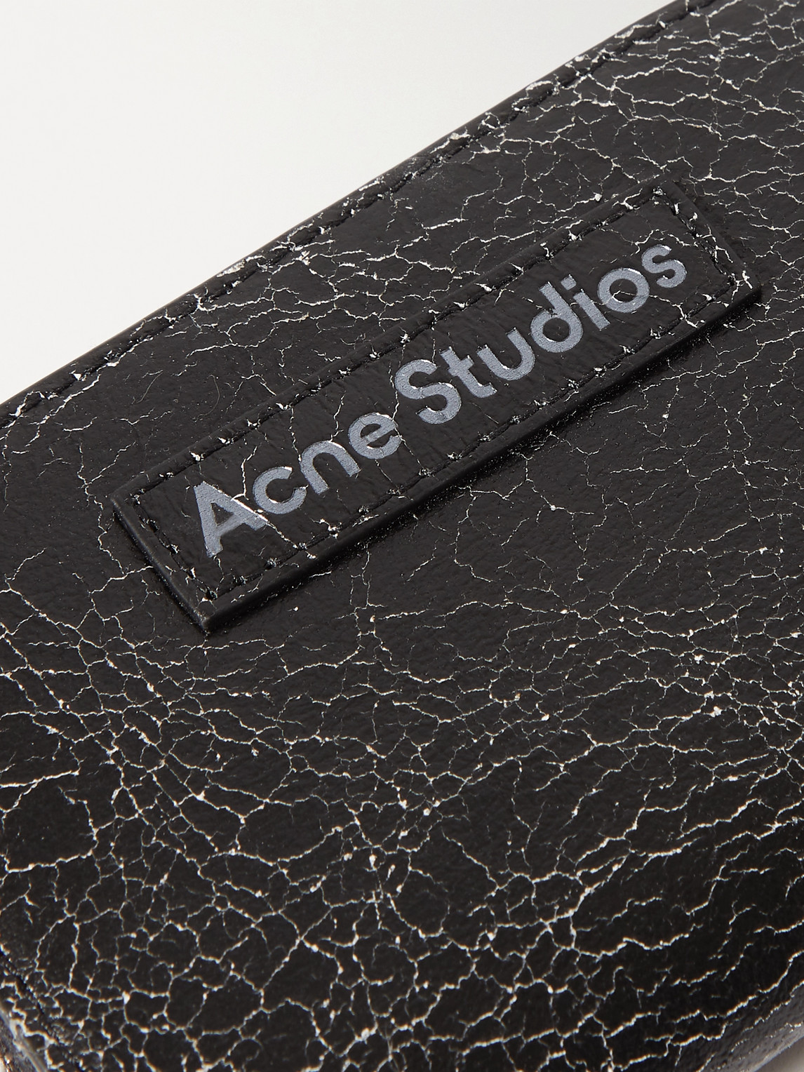 Shop Acne Studios Cracked-leather Zip-around Wallet In Black