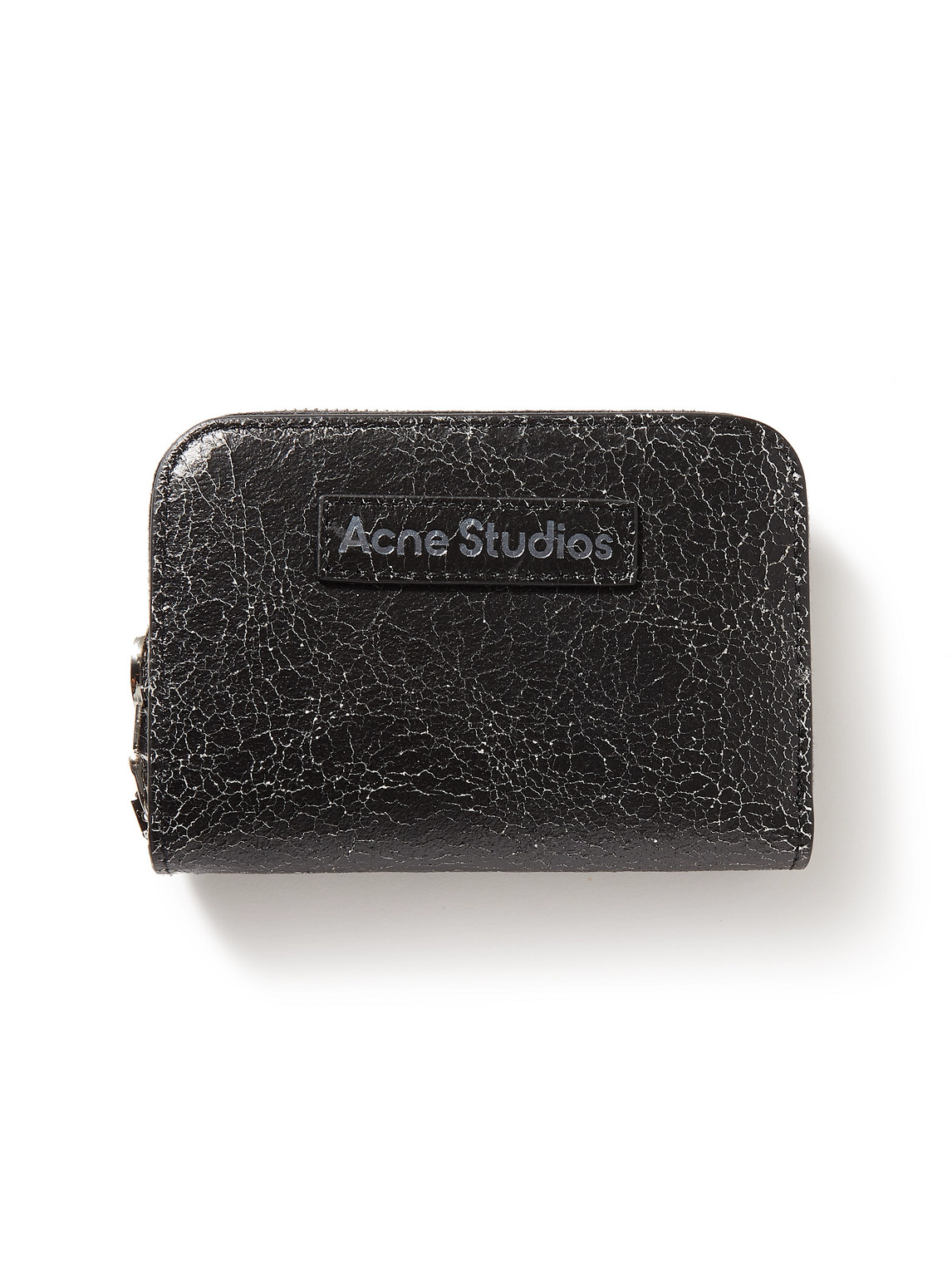 Acne Studios Cracked-leather Zip-around Wallet In Black