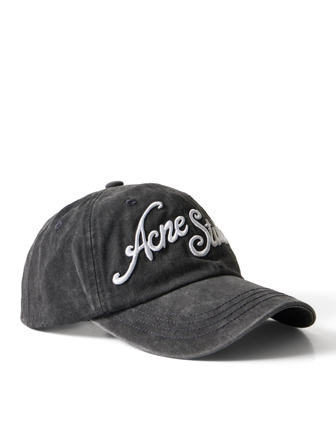 Acne Studios Carliy Tourist Logo-embroidered Cotton-twill Baseball Cap In Black