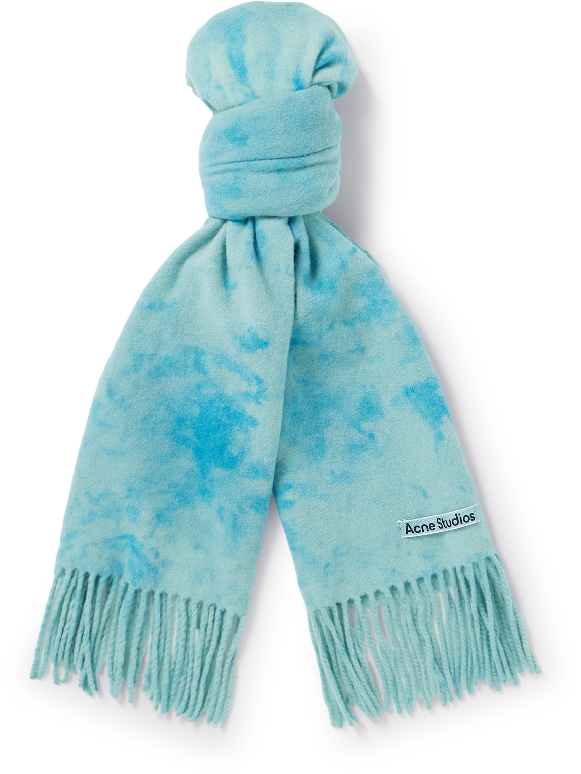Shop Acne Studios Canada Fringed Tie-dyed Wool Scarf In Blue