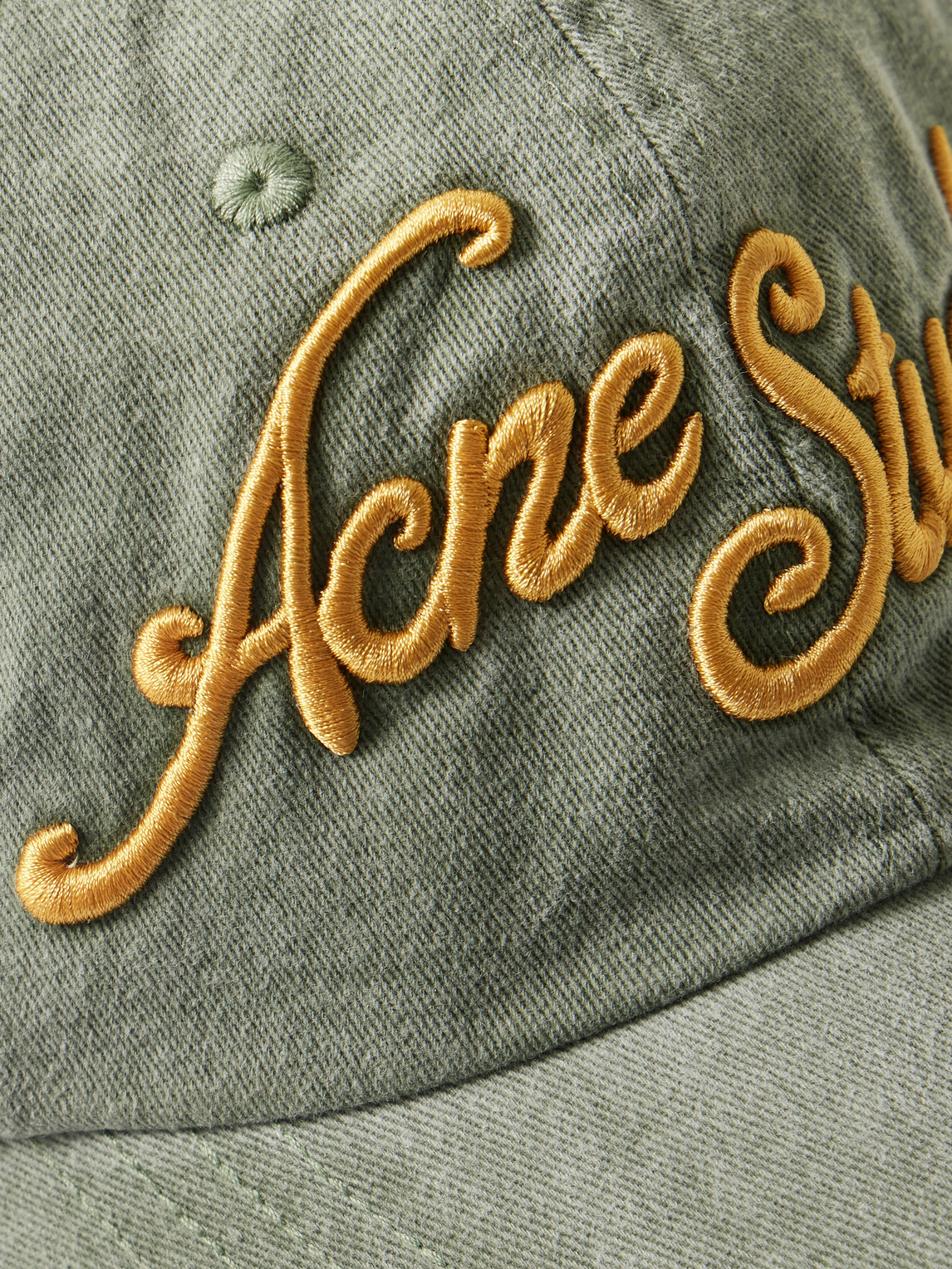Shop Acne Studios Carliy Tourist Logo-embroidered Cotton-twill Baseball Cap In Green