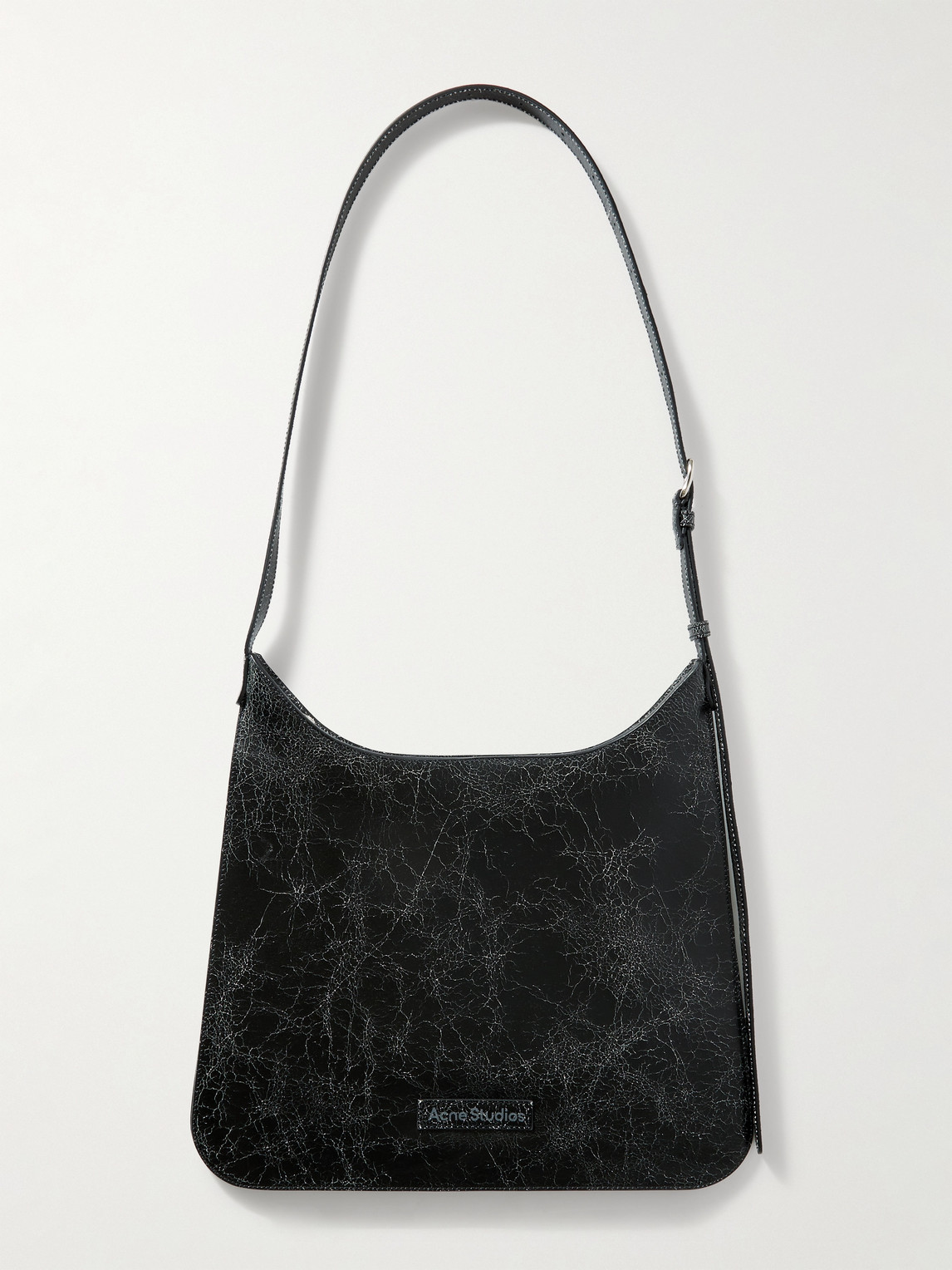 Shop Acne Studios Platt Cracked-leather Messenger Bag In Black