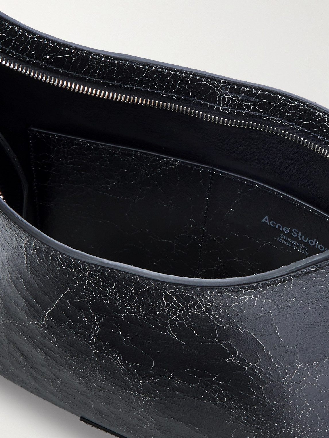 Shop Acne Studios Platt Cracked-leather Messenger Bag In Black